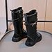 Girls Combat Boots:Fashion Lace Out Side Zipper Outdoor Booties 2025 Long Leather Shoes Hiking Party Dress Footwear（Size11,Black
