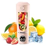 EasySpeed Portátil Batidora,700 ml Mini Licuadora Personal,1500 mAh Eléctric Tipo C por USB, 12 Cuchillas de Acero Inoxidable,4 Ajustes de velocidad,Para Viajes y Uso en La Oficina,Rosa
