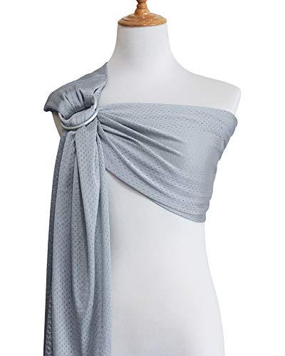 Vlokup Baby Water Ring Sling Carrier | Lightweight Breathable Mesh Baby Wrap for Infant, Newborn, Kids and Toddlers | Perfect for Summer, Swimming, Pool, Beach | Great for Dad too light Gray - Thumbnail 4