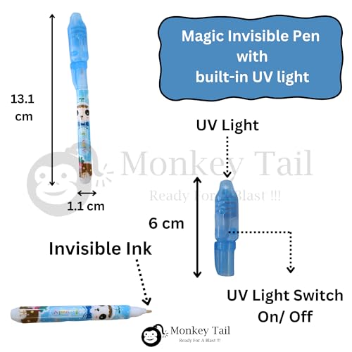 MONKEYTAIL 12 Pcs Invisible Ink Magic Pen as Birthday Return Gifts | UV Light Magic Pens with Clear Ink for All Ages | Bulk Buy Abracadabra Collection