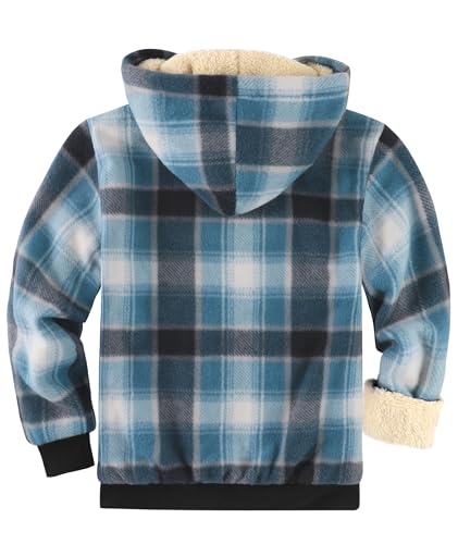 Image of GEEK LIGHTING Boys Flannel Jacket Sherpa Lined Hoodies Zip Up Fleece Plaid Shirt Jackets Winter Outdoor Coat Warm