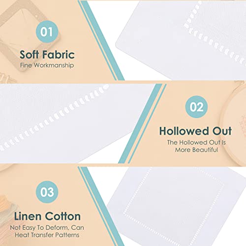 Moukeren DY-MOUKEREN-1644 12 Pieces Linen Cocktail Napkins 6 X 6 Inch Cloth Cocktail Napkins Washable Linen Hemstitch Napkins thumb #2