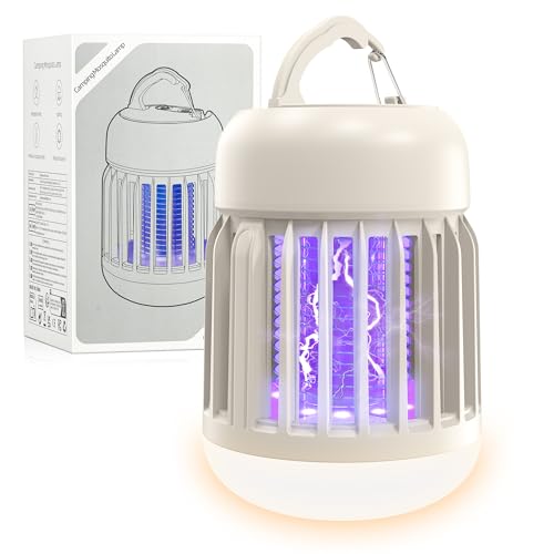 Insektenvernichter Elektrisch mit LED-Licht, 14.8W UV Mückenlampe USB, IPX4 wasserdichter Insektenfliegenkiller Mückenfalle für drinnen und draußen, insektenlampe Elektrische Fliegenfalle