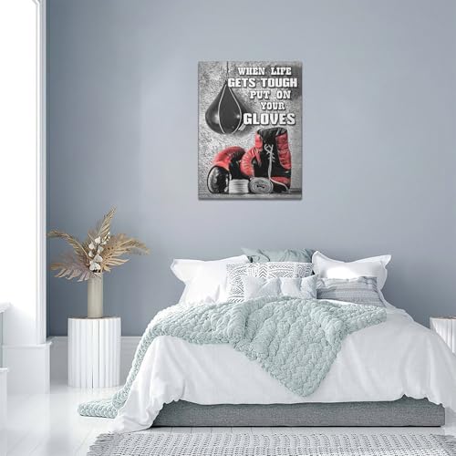 Banonaty Boxing Posters Wall Art Red Boxing Gloves Pictures Wall Decor Black And White Inspirational Quotes Canvas Prints Painting Artwork Sports Canvas Home Decorations For Teen Boys Room Dorm Bedroom 12 Inchx16 Inch thumb #5