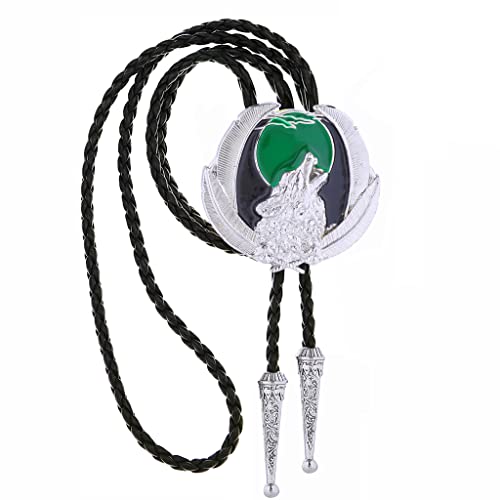Image of HUABOLA CALYN Bolo Tie for Men Women, Native American Rodeo Cowboy Turquoise /Scorpion /Tiger Eye /Black Agate Leather Necktie