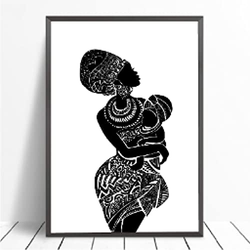 Impression toile femme africaine affiche murale de chambre noir et blanc 40x60
