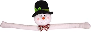 Christmas Snowman Tree Topper, Cute Plush Snowman Treetop Hugger with Black Green Top Hat & Strip Bow Tie, Xmas Tree Ornament Supplies Holiday Winter Home Party Decorations (Snowman)