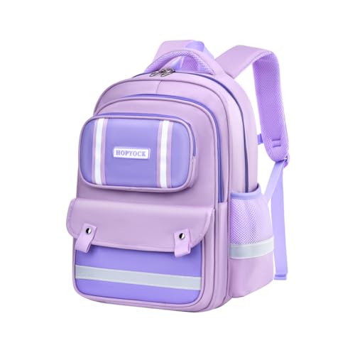 HOPYOCK-Mochilas Escolares para Meninas,Mochila Unissex para o Ensino Fundamental com Vários Bolsos e Design Refletivo,Mochilas Infantis para Crianças de 4 a 12 Anos