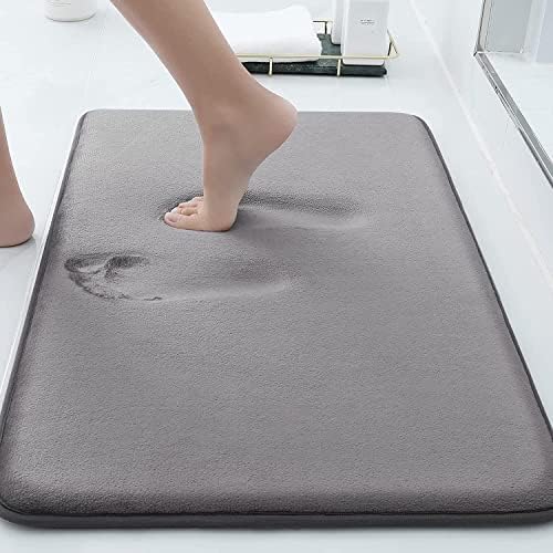 Smiry Non-Slip Toilet Mat, 50 x 60 cm, Extra Soft U-Shape Pedestal Mat for Toilet, Absorbent Memory Foam Bath Contour Mat, Machine-Washable Dry Solid Bathroom Toilet Mat for Floor, Navy Blue