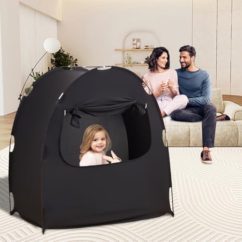 Image of Mengersi Blackout Tent for Pack and Play, Crib Blackout Cover Baby Sleep Pod Sleep Travel Crib Tent,Canopy Cover