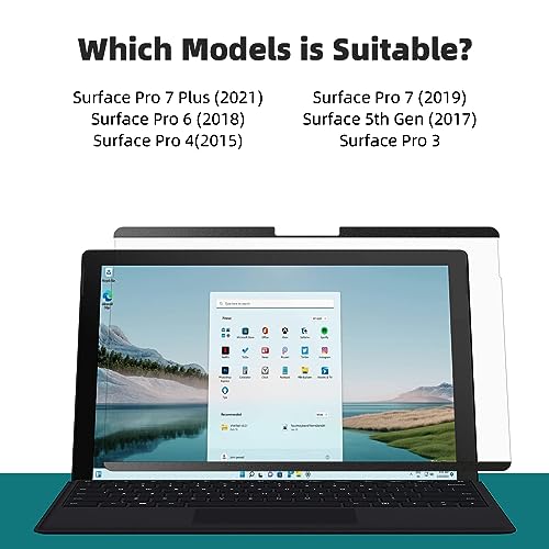 Image of Protescreen 12.3 Inch Magnetic Privacy Screen Compatible with Surface Pro 7+ /7 /6 /5 /4 /3, Removable Anti Blue Light Glare Filter, Black Security Private Apy Block Protector
