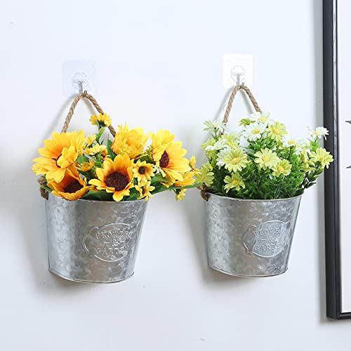 Algado Galvanized Wall Decor,2 Pcs Metal Outdoor Wall Planter,Retro Hanging Wall Planters For Outdoor Indoor Plants Decor #TOP2