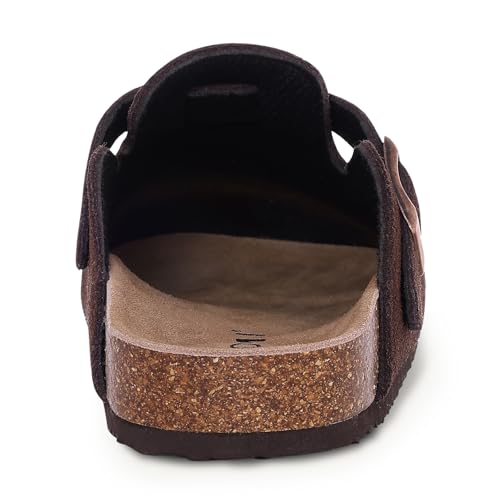 Image of KIDMI Genuine Suede Clogs for Women Men Cork Footbed Sandals Leather Mules Potato Shoes with Arch Support