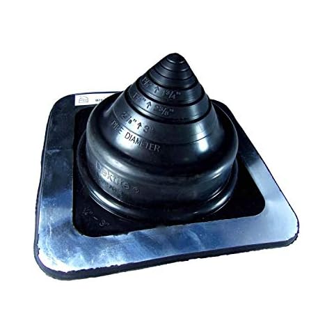 #2 (1/4" - 3") Square Black EPDM Flexible Pipe Flashing, Roof Jack, Pipe Boot Flashing Dektite (DFE102B) Cover