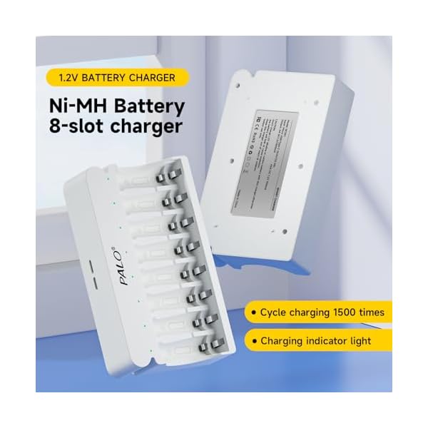 Rechargeable AA Batteries with Charger 8 Pack, 1.2V 3000mAh NiMH AA Rechargeable and 8 Bay Household Battery Charger - Image 3