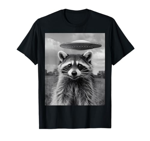 Raccoon Selfie With Alien UFO Funny Raccoon Gifts For Men Camiseta