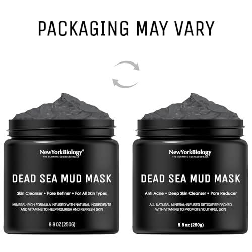 New York Biology Dead Sea Mud Mask for Face and Body | Spa Quality Pore Refiner for Oily Skin | Natural Skincare for Women & Men | Tighten Skin for A Healthier Complexion | 8.8 oz