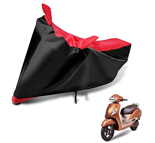 Image of Auto Hub Bike Cover Compatible with TVS Jupiter with Mirror Pocket, Dustproof, Heat Resistant, Triple Stitched, Jupiter Bike Cover- Black, Red
