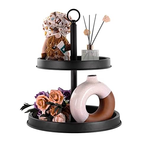 Lobolighting Bandeja redonda negra de 2 niveles Cover