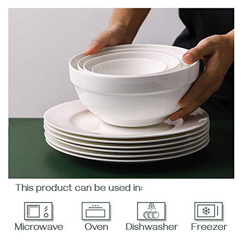 Dowan 64/42/22/12 Oz Serving Bowls For Entertaining, Porcelain Mixing Bowls, White Ceramic Bowl Sets, Versatile Prep Bowls For Kitchen, Oven, Microwave, Dishwasher Safe, Set Of 4 #TOP3