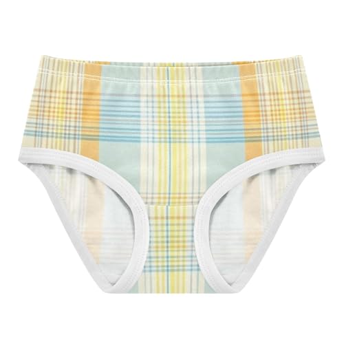 Breathable Girls' Panties Organic Underpants for Toddler Colorful Plaid in Sizes 2T,3T, 4T, 5T, 6Y and 8Y