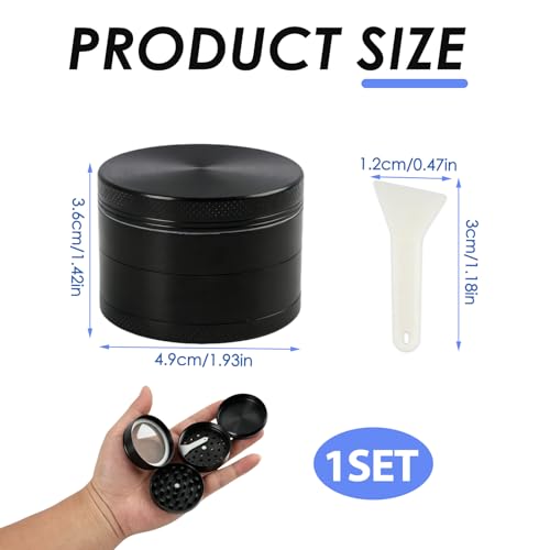 Miniatura 2 de Grinder Metal 4 Piezas Compatible Con Hierbas, Especias, 5cm Molinillo Manual Negro Con Tamiz Y Iman Crusher Para Hierbas Secas
