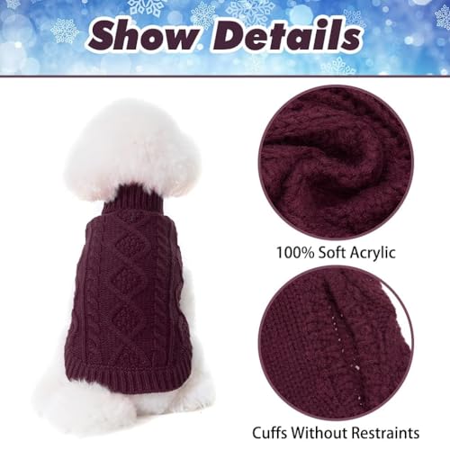 Image of BINGPET Dog Sweater for Small Medium Dogs, Turtleneck Knitted Clothes