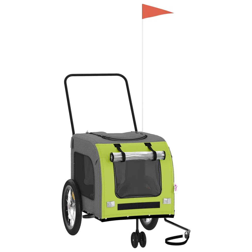 vidaXL Pet Bike Trailer Green and Grey Oxford Fabric and Iron — image 1