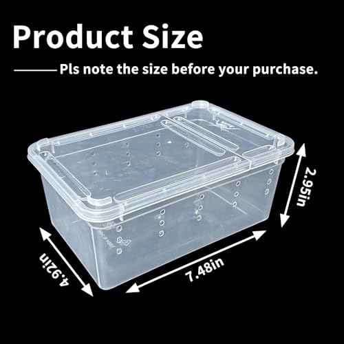 Image of PINVNBY Reptile Feeding Box 8 PCS Snake Breeding Box Reptile Transport Container 7.48 inchx4.92 inchx2.95 inch Portable Habitat Plastic Cricket Cage for Lizard Spider Scorpion Gecko Tortoise Treefrog