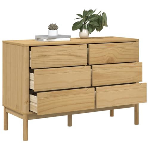 Cómoda de madera maciza Floro con 6 cajones en marrón cera para dormitorio 5