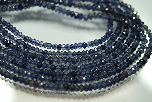 Fil perle iolite naturelle facettée 3mm pour création de bijoux fins
