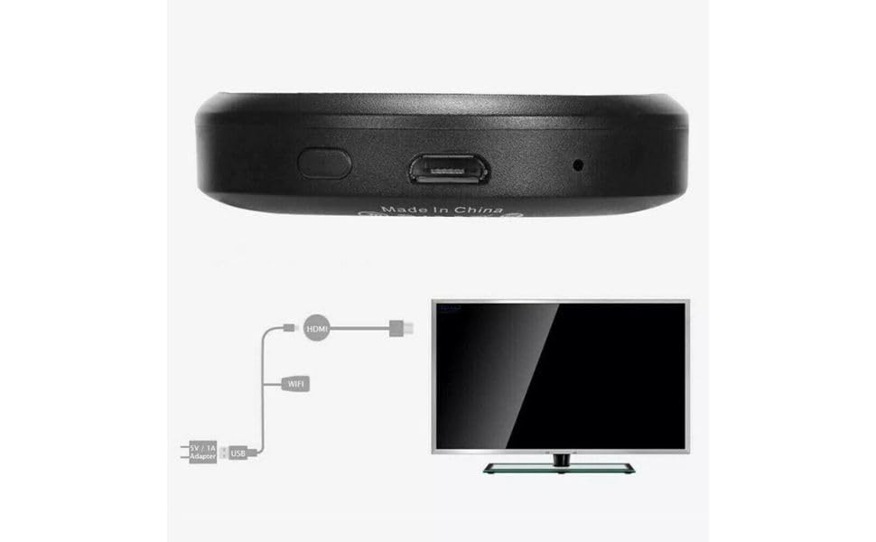 Dongle HDMI Wireless, Adattatore Display WiFi 2.4GHz, Streaming HD, Compatibile con TV e Smartphone, Nero
