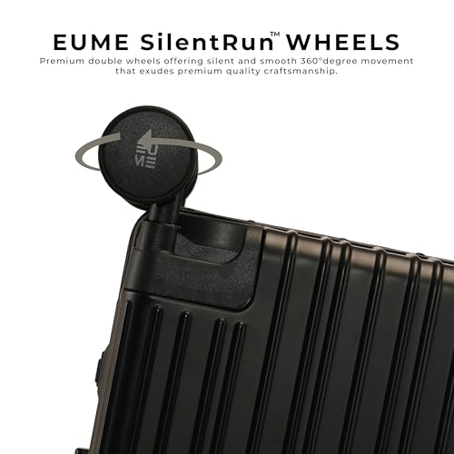 Image of EUME 100% Aluminium Trolley Bag for Travelling| 60cm Luggage Trolley Bag Medium Size for Travel| 8 Silentrun 360 Degree Spinner Wheels System| Premium Trolley Bag for Travel (Black with Black Wheel)