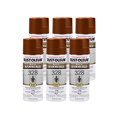 Image of Rust-Oleum 345377-6PK Stops Rust Hammered Spray Paint, 12 oz, Matte Copper, 6 Pack