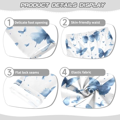 Navy Butterflies Cartoon Girls Leggings Athletic Pants Tights Stretch Bottom3