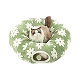 Cat Tunnel Bed for Indoor Cat, Cat Donut Bed Tunnels, Soft Plush Cats Cave, Circle Tunnel for Small Dogs, Under Christmas Tree Cats Tunnel, for Kitten Puppy Rabbit (Green)
