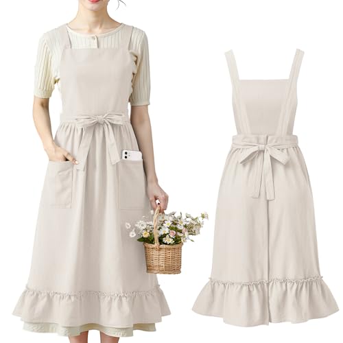 Cotwinter 1 Pack 100% Cotton Aprons with Pockets...