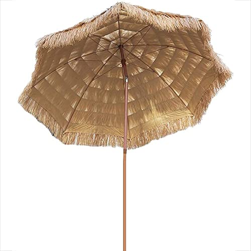 Parasols Ø7.87ft/2.4m Paraguas de Parasol de la Playa de Hawaii, Paraguas de Paja simulada, con función de inclinación, sombrilla al Aire Libre, Parasol de Patio de jardín Redonda Parasol Parasols