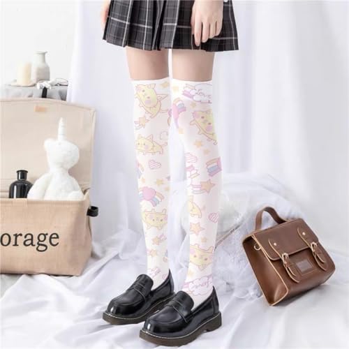 2 Pairs Premium Cat Rabbit Kawaii Lolita Cute Tights for Women with Designs Sheer Knee-high Stockings Pantyhose3