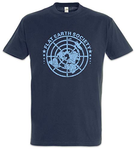 Urban Backwoods Flat Earth Society Hommes T-Shirt Bleu Taille S