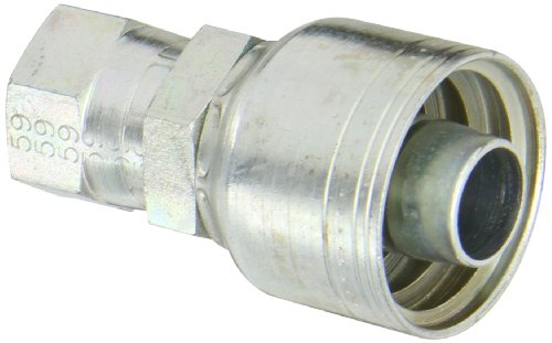 Image of Aeroquip 1AA10FJ12 Carbon Steel Global TTC (Thru the Cover) Crimp Hose Fitting Female JIC Swivel, Straight, 3 /4 inch Hose ID, 7 /8 inch - 14 Thread