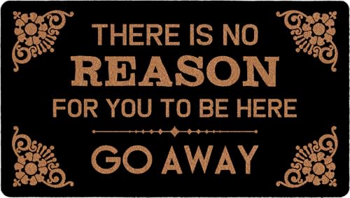 PingXunMat There is No Reason for You to Be Here Go Away Doormat Funny Front Door Mat Outdoor Welcome Mat Indoor Entrance with Non-Slip Backing Novelty Gift Home Decor 30x17 Inch