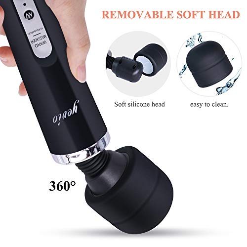 Image of YEVIOR Cordless Personal Electric Massager Wand with 10 Powerful Pulse Settings, Rechargeable Handheld Back Vibrating Massager for Deep Muscles Pain Relief (Black)