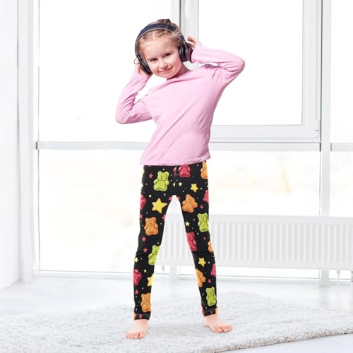 Lovely Gummy Bear and Stars Girls Casual Leggings for Kids Printed Long Pant Bottoms Stretch and Soft4
