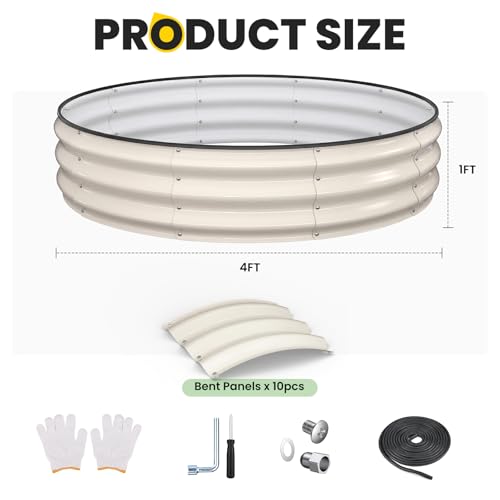 Image of Pattiumo Galvanized Raised Garden Bed 4x4x1 FT, Round Metal Raised Garden Bed Outdoor Planter Box with Open Bottom, Rust-Resistant Steel Garden Bed for Vegetables Herbs Flowers, Easy Assembly