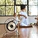 Ruiqnn Mini Gong, 6 Inch Chau Gong, Includes Stand & Mallet, Small Percussion Instrument, Bronze Desktop, for Meditation, Sound Healing, Spring Festival Gift