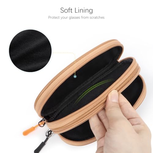 Image of Double Eyeglasses Case Soft Portable Zipper Sunglasses Pouch with Keychain Clip for Men Women