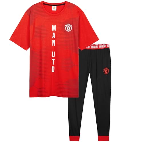 Manchester United F.C. Mens Pajama Set, Cotton Loungewear - Man