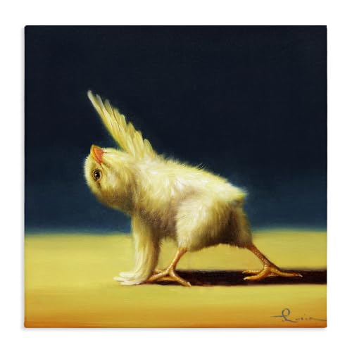 'Detailed Stretching Yoga Chick Bird Painting'| Canvas Art