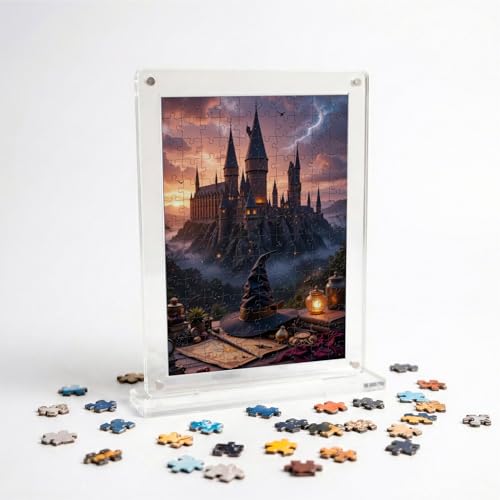 Image of Mini Leaves Harry Potter Miniature Acrylic Frame Jigsaw Puzzle 140 Pieces | Wizard Desk Decor with Display Frame | Premium Gift for Potter Fans & Puzzle Lovers